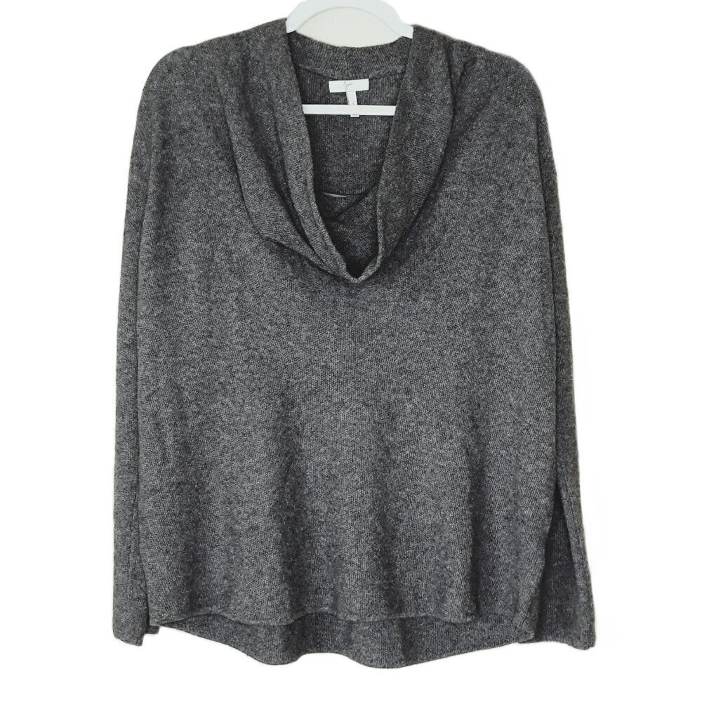 Cashmere Wool Sweater       Cowlneck Charcoal Gray  Minimalist Old Money